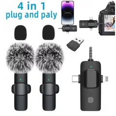 GENERICO - Micrófono Inalámbrico Solapero 4 En 1 compatible con Iphone Tipo C