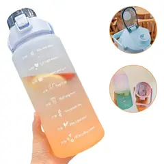 ELMEJORPRECIO - Tomatodo Portátil Bicolor Mate Motivacional con Stickers Celeste