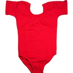 NACIONAL - Body Leotard Algodón Manga Corta para Ballet y Danza - Rojo