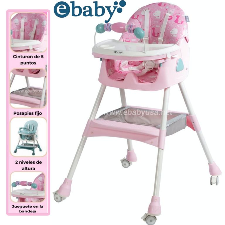 Silla de Comer Mecedora Plegable Doble bandeja+ Rueda DALI