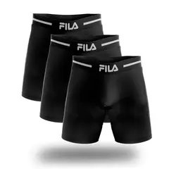 FILA - Pack x3 Bóxer Largo Pretina Ancha Negro
