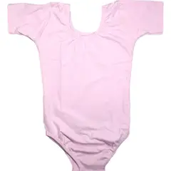 NACIONAL - Body Leotard Algodón Manga Corta para Ballet y Danza - Rosa