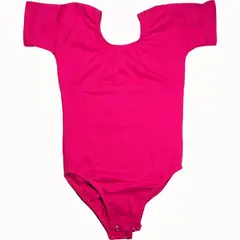 NACIONAL - Body Leotard Algodón Manga Corta para Ballet y Danza - Fucsia