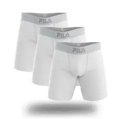 FILA - Pack x3 Bóxer Largo Pretina Ancha Blanco