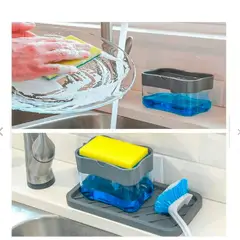 GENERICO - Dispensador de ayudin 2en1 -jabón liquido porta esponja
