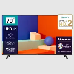 HISENSE - TELEVISOR 70 UHD 4K SMART TV VIDAA OS DOLBY VISION 70A6K