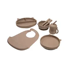 CARESTINO - Set de Alimentación de Silicona Gatito Greige