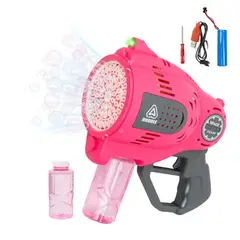 GENERICO - Pistola De Burbujas Recargable 57 Agujeros Con Luz Rosado