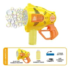 GENERICO - Pistola De Burbujas Recargable 57 Agujeros Con Luz Amarillo