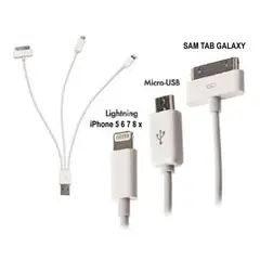 GENERICO - Cable usb con 3 conexiones micro usb v8/iphone4/5/6/7