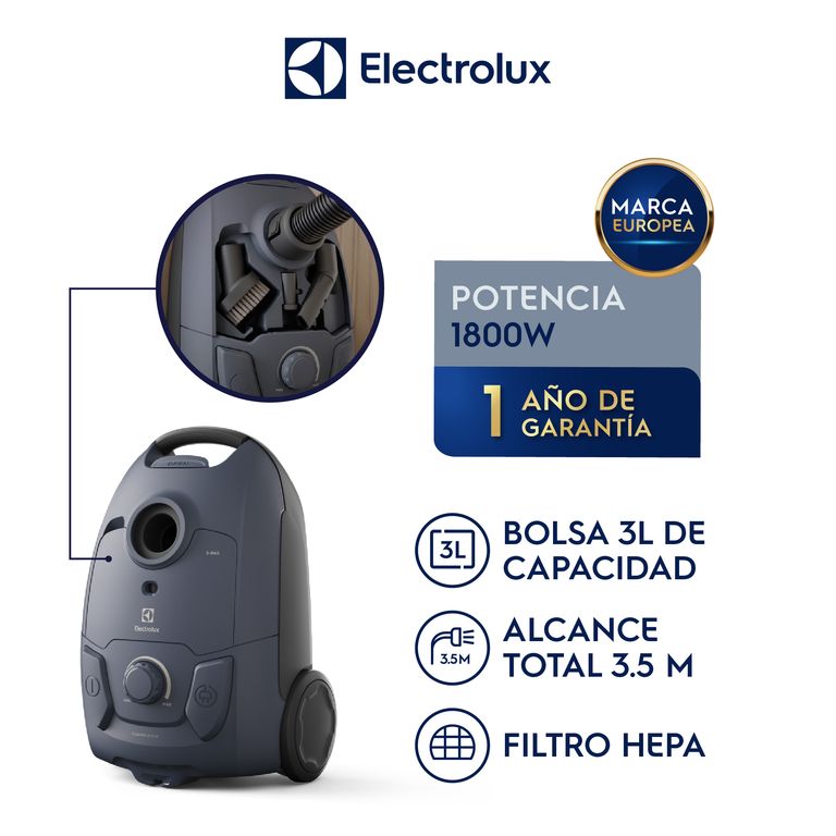 Aspiradora EQP40 1800W con Bolsa y Filtro HEPA