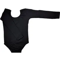 NACIONAL - Body Leotard Algodón Manga Larga para Ballet y Danza - Negro