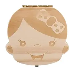 GENERICO - CAJA DE DIENTES DE LECHE PARA BEBÉ DE MADERA NIÑA