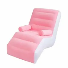 GENERICO - SOFA INFLABLE CON INFLADOR MANUAL ROSADO