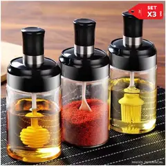 INSPIRA - Set x3 condimentero con cucharita mielero aceitero