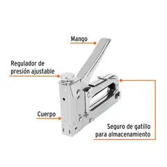 TRUPER - Engrapadora tipo pistola para ¼",5/16", 3/8", con 200 grapas,