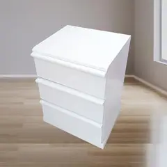 GENERICO - Velador blanco 3 cajones auxiliar