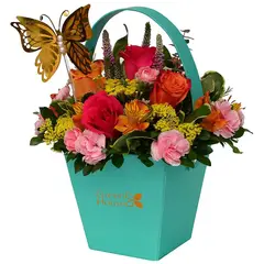 GREEN HOUSE FLORERIA - Arreglo de Flores en Cesta Mariposa Primaveral
