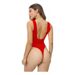 GENERICO - Enterizo Aq-70 Doble Licra Ala Delta Control De Abdomen Color Rojo