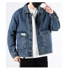 TIOZONEY - Chaqueta jeans de manga larga para Hombre
