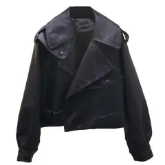 TIOZONEY - Chaqueta de PU para adelgazar - Negro