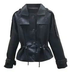 TIOZONEY - Chaqueta de PU para adelgazar - Negro