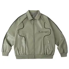 TIOZONEY - Chaqueta de PU para adelgazar - Verde