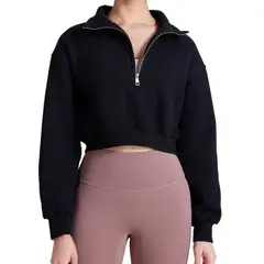 TIOZONEY - Suéter suelto de media cremallera - Negro