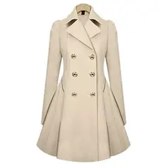 TIOZONEY - Gabardina media y larga para mujeres - Blanco