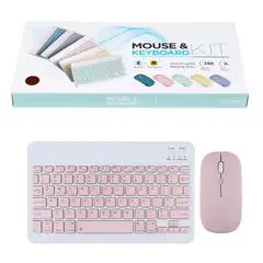 GENERICO - Kit de Teclado y Mouse inalámbrico portátil con Bluetooth - Rosado