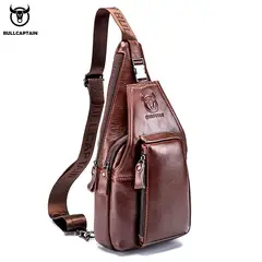 BULLCAPTAIN - - Mochila cruzada de Cuero Mate XB-086-CF Café