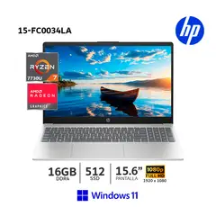 HP - Laptop 15-fc0034la AMD Ryzen 7 7730U -15.6 FHD 16GB Ram - 512GB SSD - WIN 11 - B26Q3LA