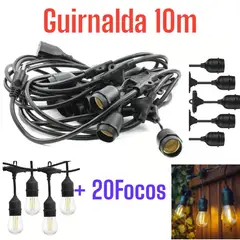 OEM - Guirnalda 20 Bombillos de 10 metros LED Warm Vintage Jardin Fiestas