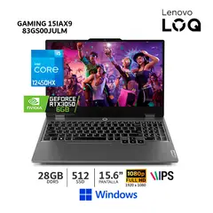 Laptop LOQ Core I5-12450HX,15.6" FHD, 28Gb Ram, 512Gb SSD, RTX 3050 6Gb - 83GS00JULM