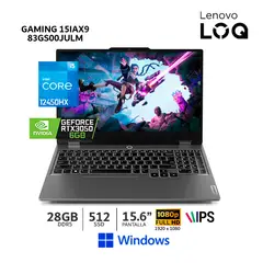 LENOVO - Laptop LOQ Core I5-12450HX,15.6" FHD, 28Gb Ram, 512Gb SSD, RTX 3050 6Gb - 83GS00JULM