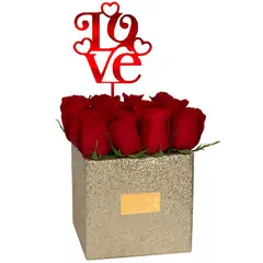 GREEN HOUSE FLORERIA - Arreglo de 12 Rosas Glam Gold Love