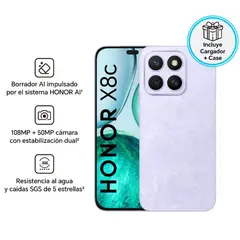 HONOR - Celular X8C 256GB 8GB RAM cámara principal 108MP + 5MP frontal 50MP 65 Pulg LILA