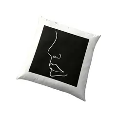 GENERICO - Cojin Minimalista Silueta De Rostro Femenino Negro 50x50 cm