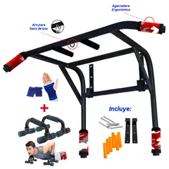 HOLGU - Barra Calistenia 2 en 1 Dominadas + Push Up + Guantes