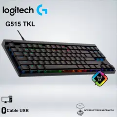 LOGITECH - TECLADO GAMER G515 TKL CABLEADO LIGHTSYNC RGB PBT DOBLE INYECCION
