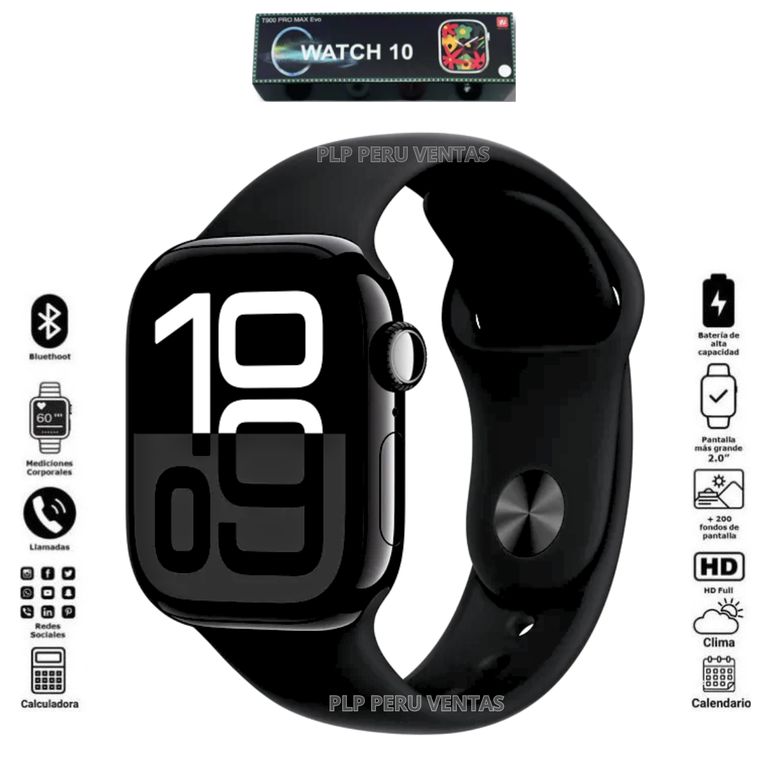 Smartwatch T900 Pro Max Evo Serie 10 Amoled Negro