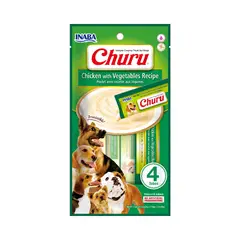 CHURU - Pollo y Vegetales Snack Húmedo para Perros x 4 Tubos