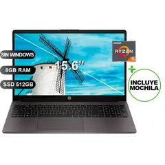 HP - Laptop 255 G10 RYZEN 5 7520U, 8GB RAM, 512GB SSD, 15.6", SIN WINDOWS (A12HBLT)