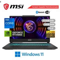 MSI - LAPTOP CYBORG 15 A12VF INTEL CORE i7-12650H 16GB 512GB 15.6" FHD RTX4060-8GB (9S7-15K111-1232)