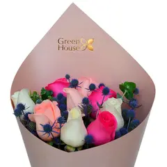GREEN HOUSE FLORERIA - Ramo Floral con 9 Rosas Rosado Pink