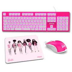 GENERICO - Combo Barbie Krom Kandy 3 En 1 Teclado + Mouse + Pad Mouse