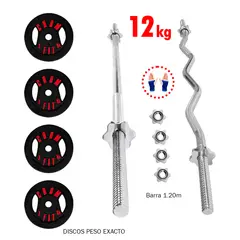 HOLGU - Super pesas de 12 kg + Barra Recta o Z de Acero Cromado