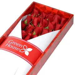 GREEN HOUSE FLORERIA - Caja Colección Rubí 24 Rosas Naturales