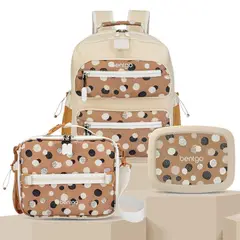 BENTGO - Set Mochila Escolar, Lonchera y Porta Lonchera Whimsy & Wonder - Dots