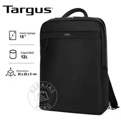 TARGUS - Mochila Newport 15 Ultra Slim Black Compacta y Elegante